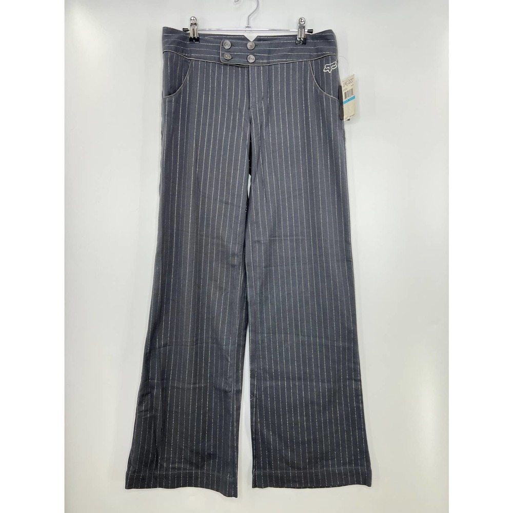 Fox Racing Womens Pinstripe Wide Leg Trouser Pants Charcoal Galaxy Pant NWT